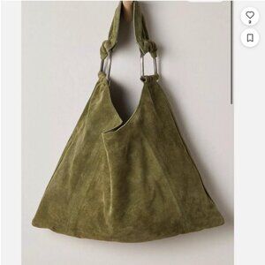 Free People Olive Green Suede Shoulder Bag